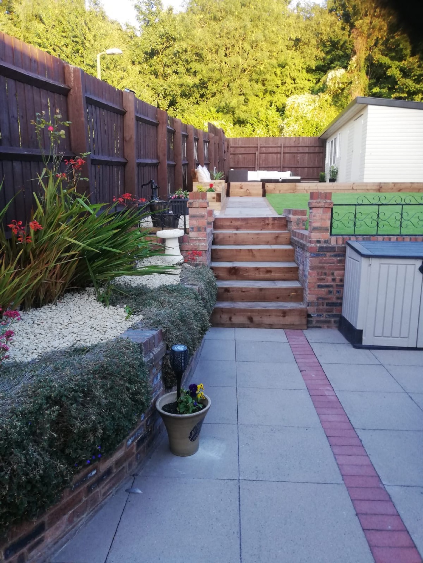 Tiered Garden with Patio and Steps